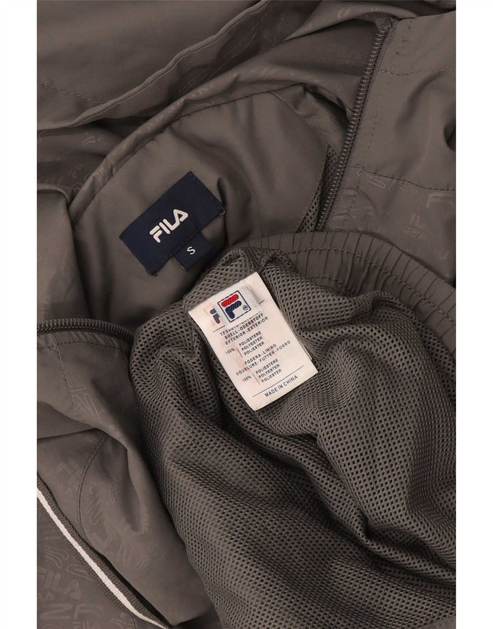 Мужской спортивный костюм с капюшоном Fila, маленькая серая куртка из полиэстера