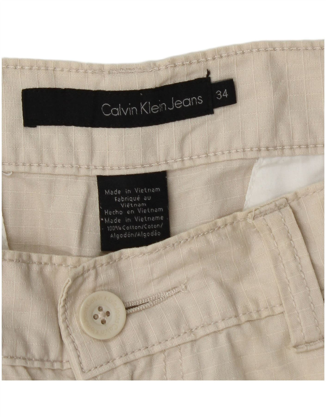 Мужские шорты-карго Calvin Klein W34, большие бежевые, хлопок