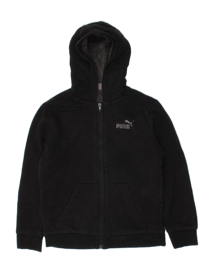 PUMA Boys Zip Hoodie Sweater 10-11 Years Medium  Black Cotton Vintage Puma and Second-Hand Puma from Messina Hembry 