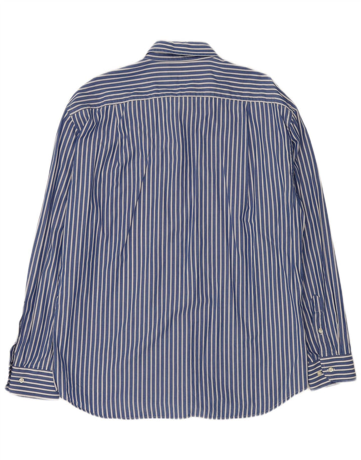 ROCCOBAROCCO Мужская рубашка размер 43 17 XL из хлопка в синюю полоску