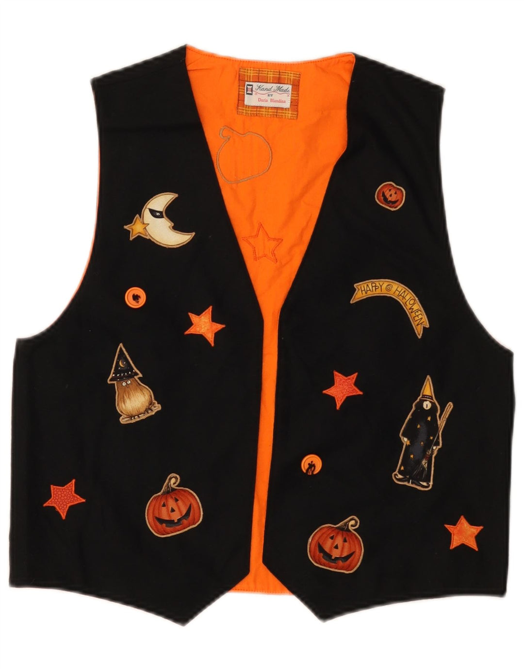 ВИНТАЖНЫЙ женский жилет с рисунком UK 12, средний черный