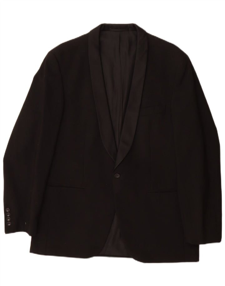 Винтажный мужской пиджак на 1 пуговице EU 50, большой черный новый шерстяной пиджак