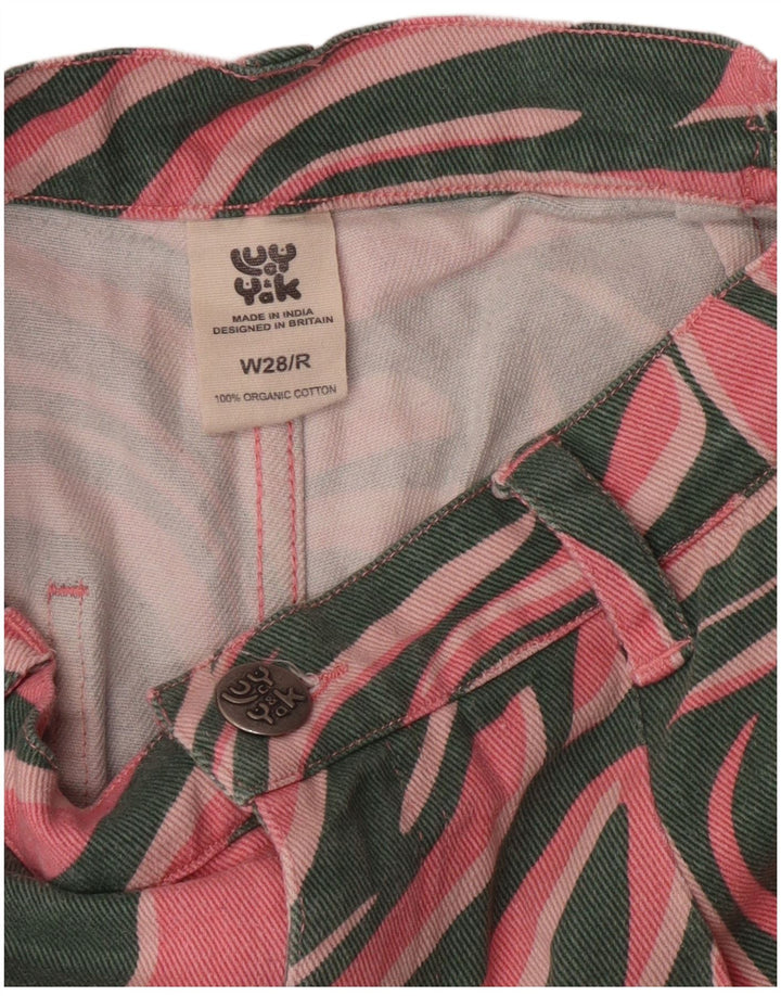 Женские свободные джинсы с высокой талией Lucy & Yak W28 L29, розовый хлопок с животным принтом