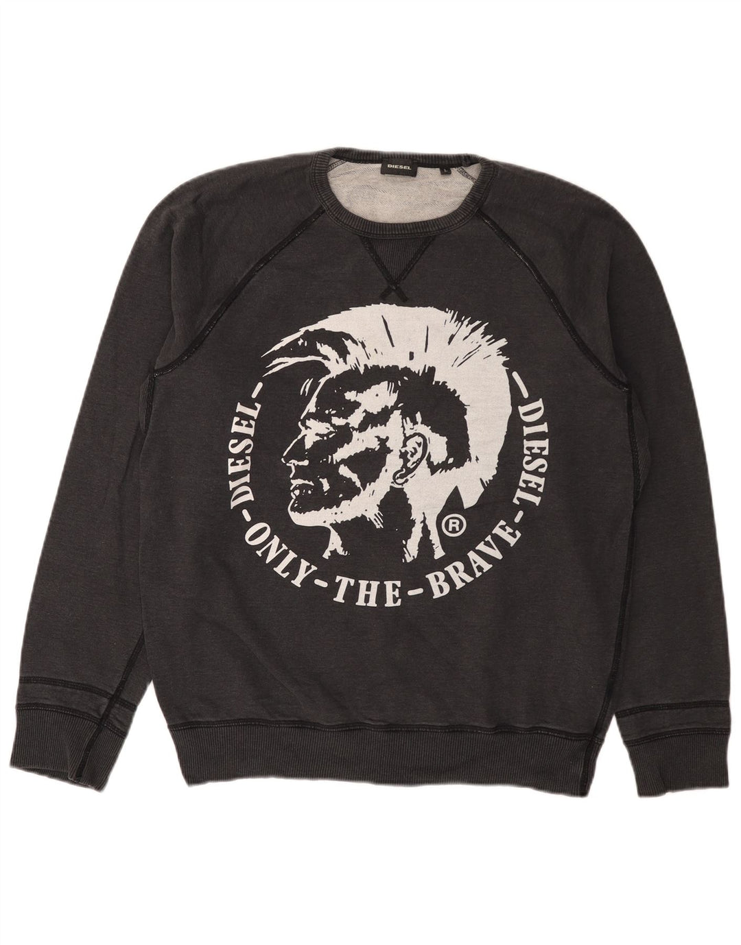 Мужской свитшот с рисунком DIESEL, большой серый хлопковый джемпер