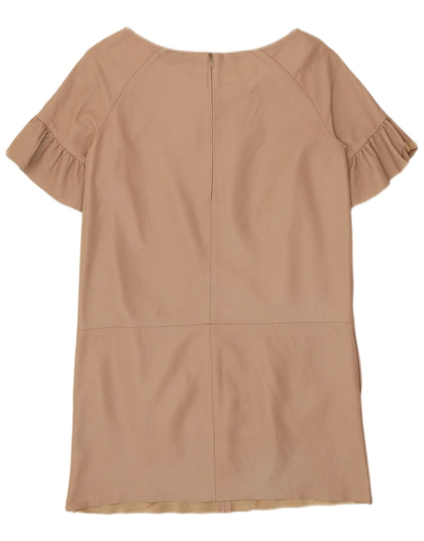 ELISABETTA FRANCHI Женское кожаное платье IT 42 Medium Beige Leather