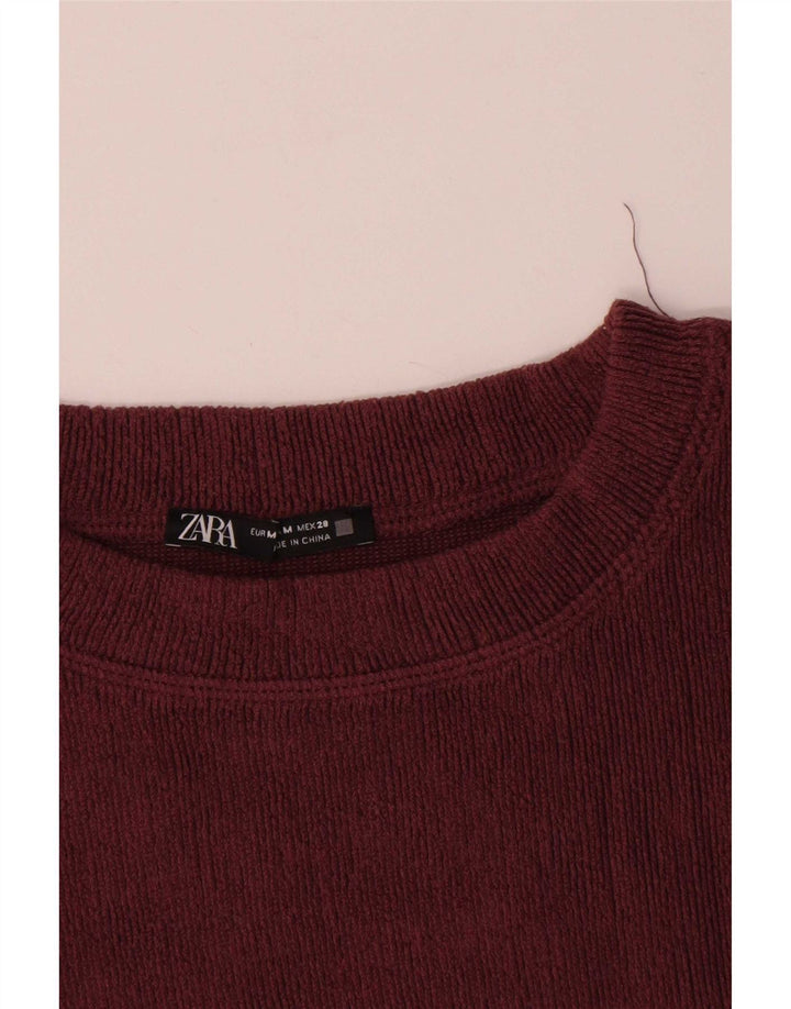 Женский топ Zara с длинным рукавом UK 14, средний бордовый полиэстер