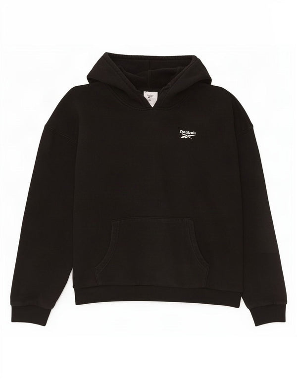 Женский джемпер с капюшоном Reebok Oversized UK 8/10, маленький, черный, хлопковый