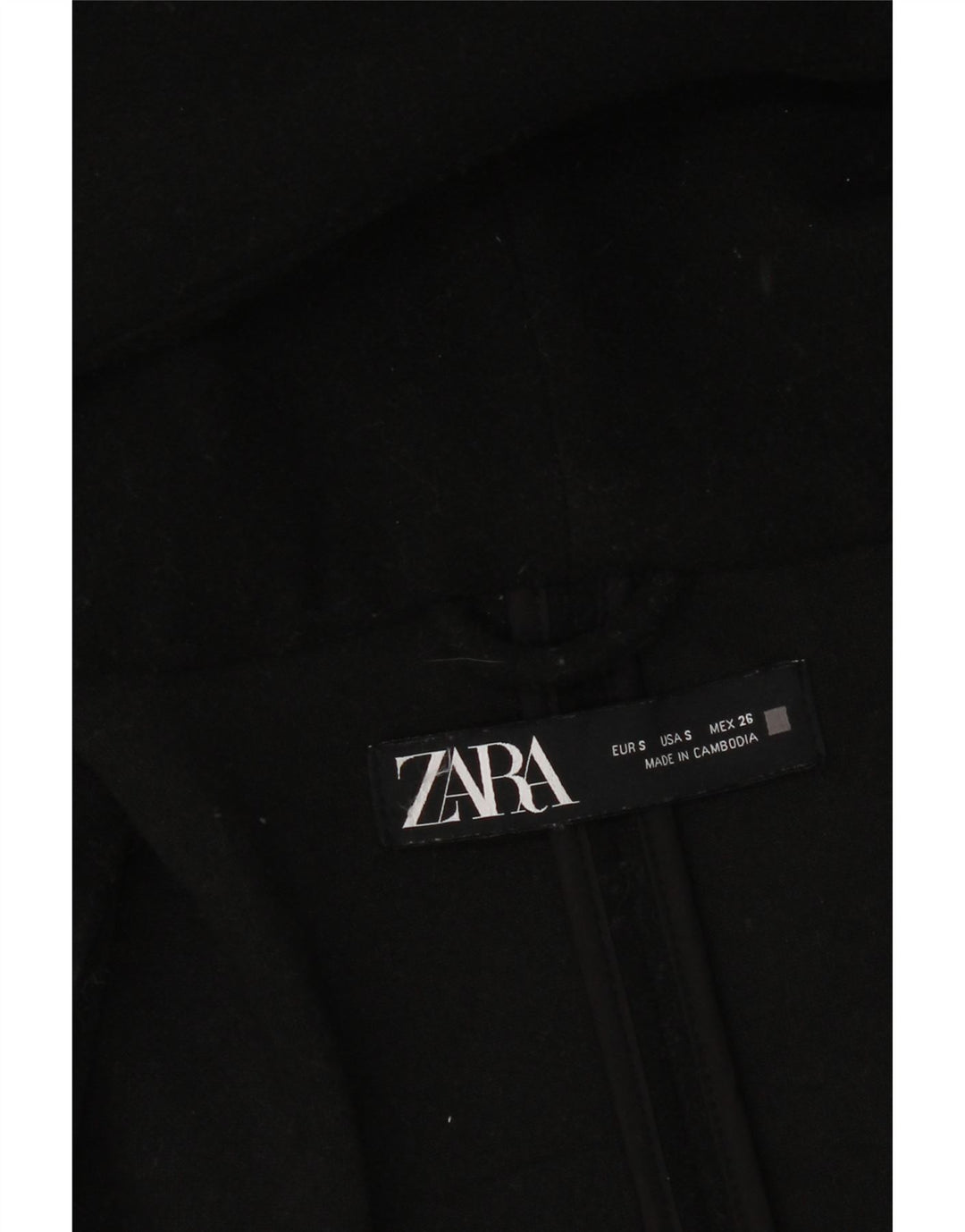 Женское пальто большого размера с капюшоном Zara UK 10, маленькое черное