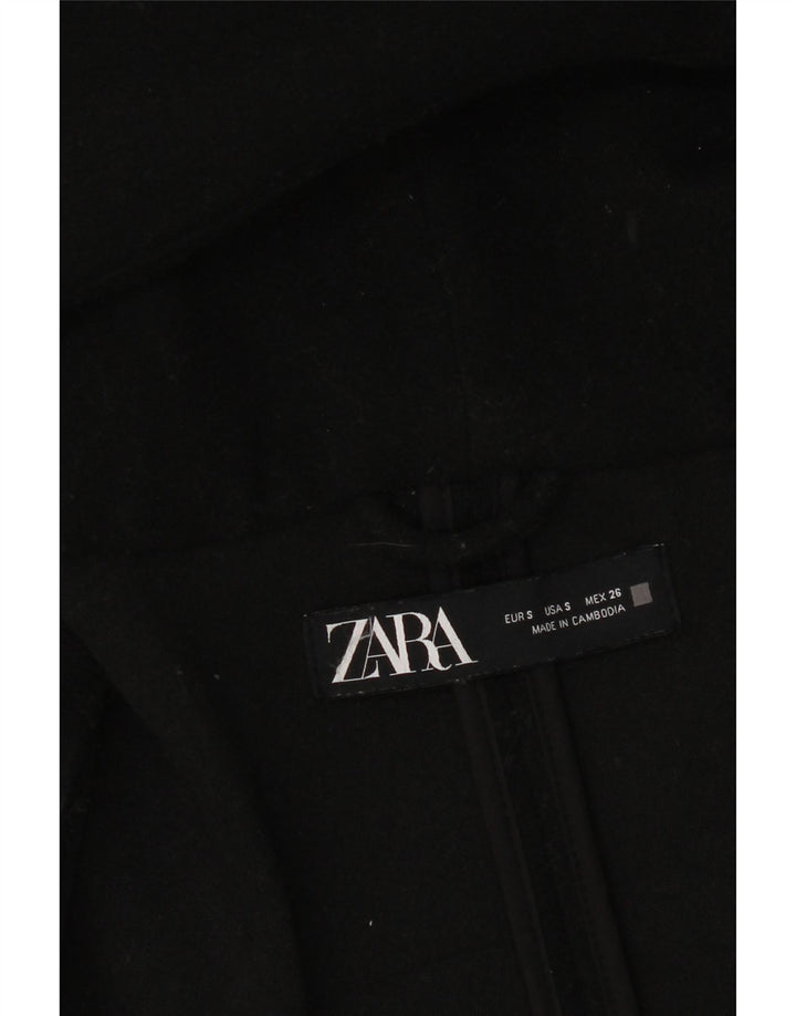 Женское пальто большого размера с капюшоном Zara UK 10, маленькое черное