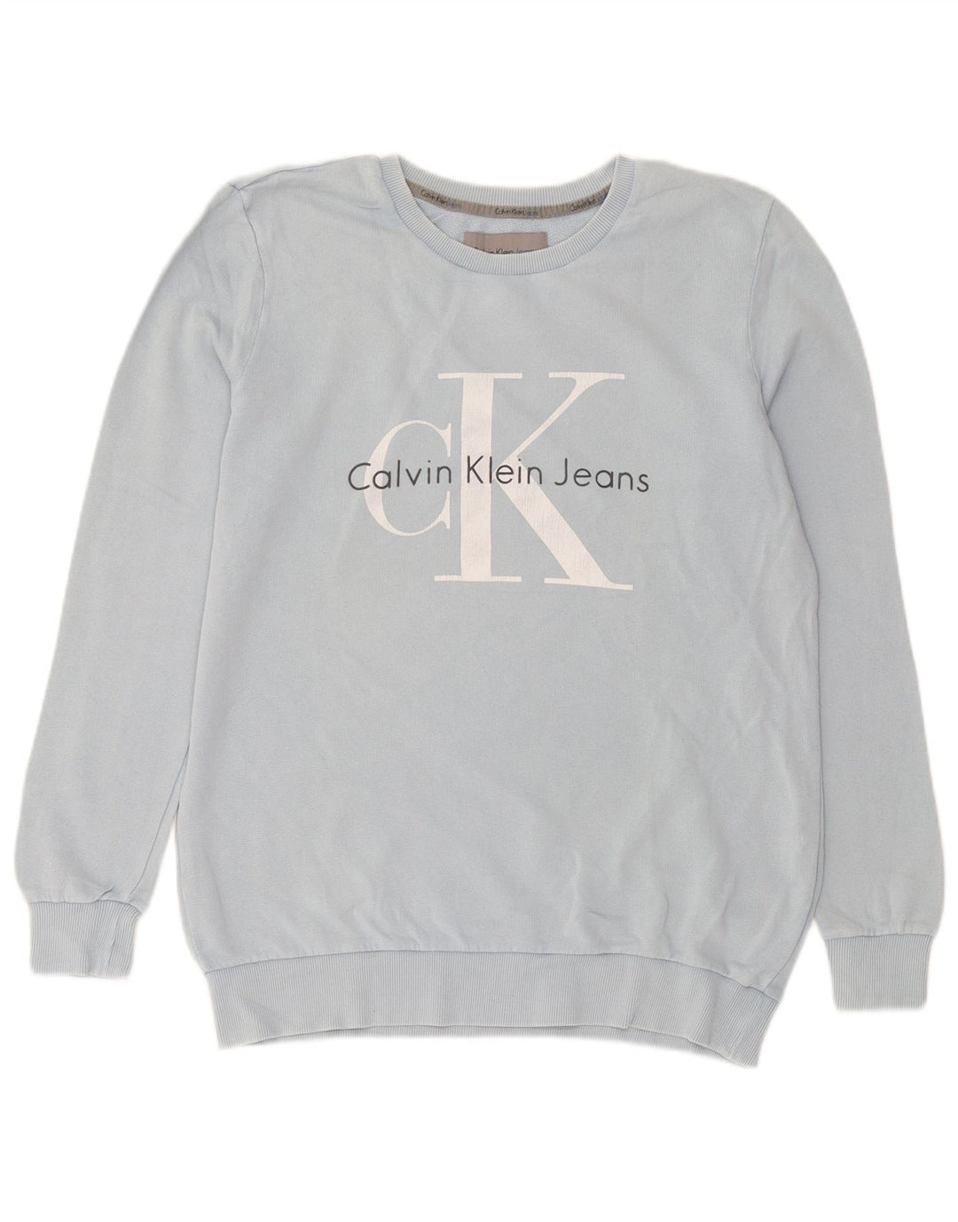 Мужской свитшот с рисунком Calvin Klein Jeans, маленький синий хлопковый джемпер