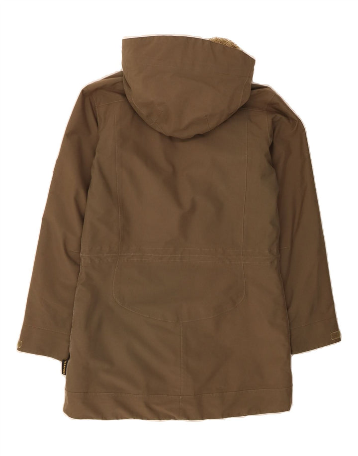 JACK WOLFSKIN Womens Hooded Windbreaker Jacket UK 10 Small  Khaki Vintage Jack Wolfskin and Second-Hand Jack Wolfskin from Messina Hembry 