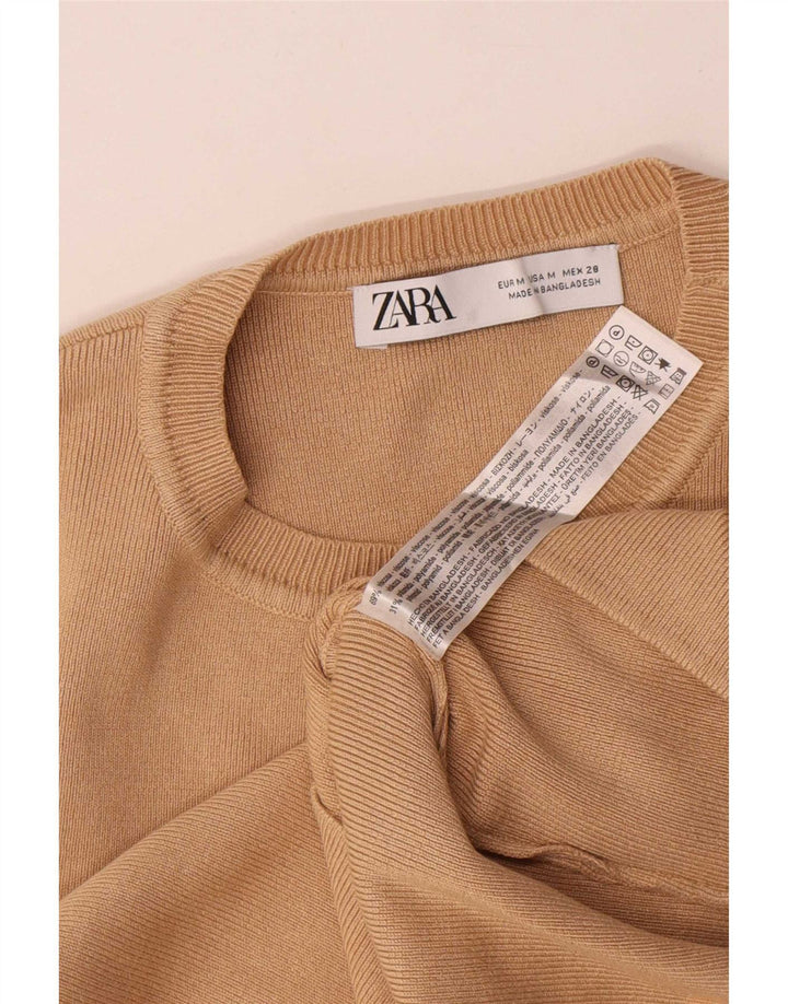 Женский укороченный жилет Zara UK 12, средний бежевый, вискоза