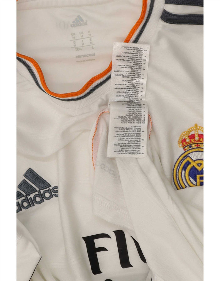 Adidas Mens Real Madrid Футболка с рисунком Верх среднего размера из полиэстера белого цвета