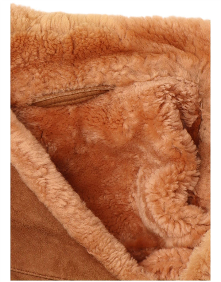 VINTAGE Mens Duffle Shearling Jacket UK 40 Large Brown