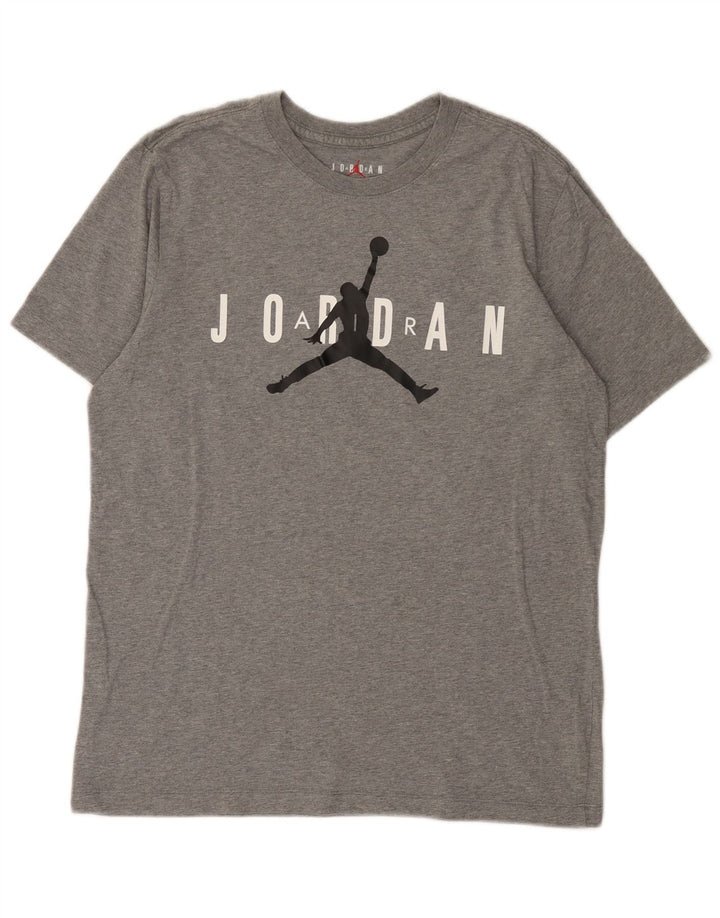 Мужская футболка Jordan с рисунком из хлопка среднего серого цвета с крапинками