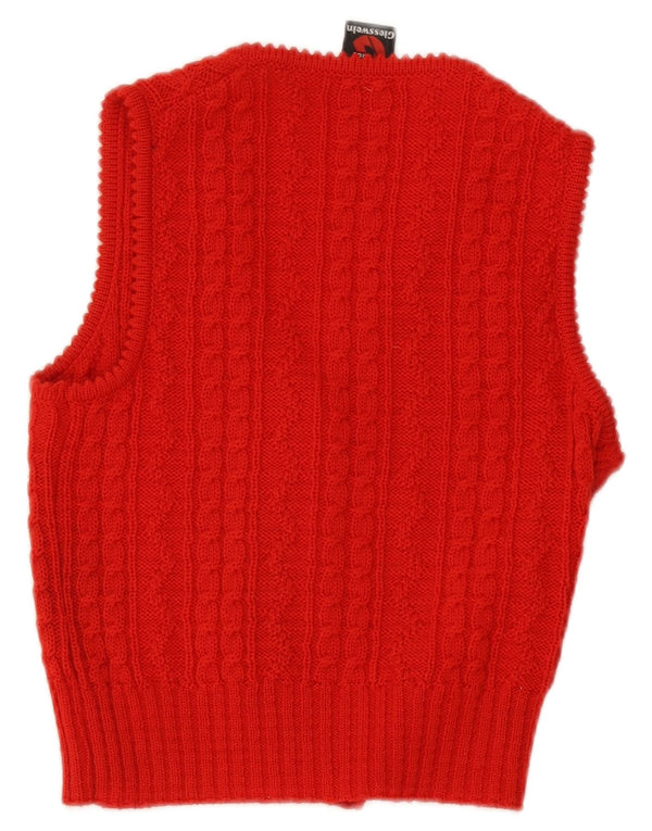 Giesswein Womens Crop Sleeveless Cardigan Sweater EU 40 Medium Red Wool