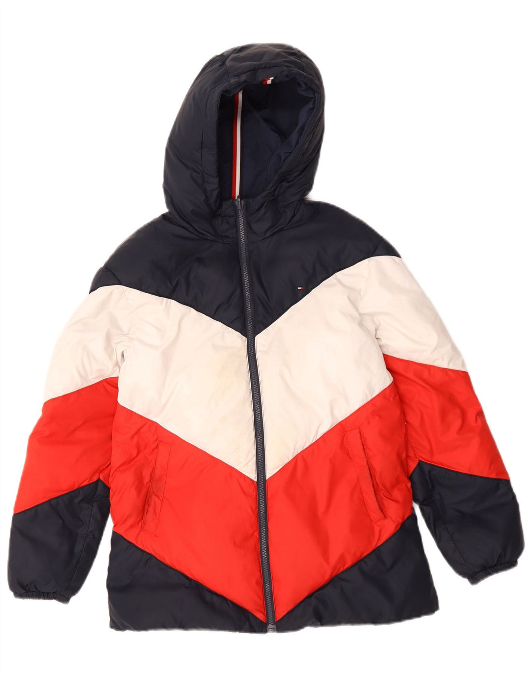Утепленная куртка с капюшоном Tommy Hilfiger для мальчиков 11-12 лет, разноцветная
