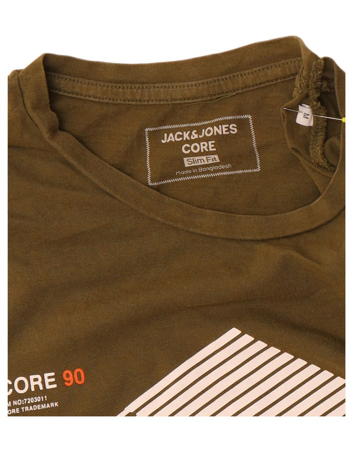 Мужская футболка приталенного кроя с рисунком Jack & Jones, средний хаки