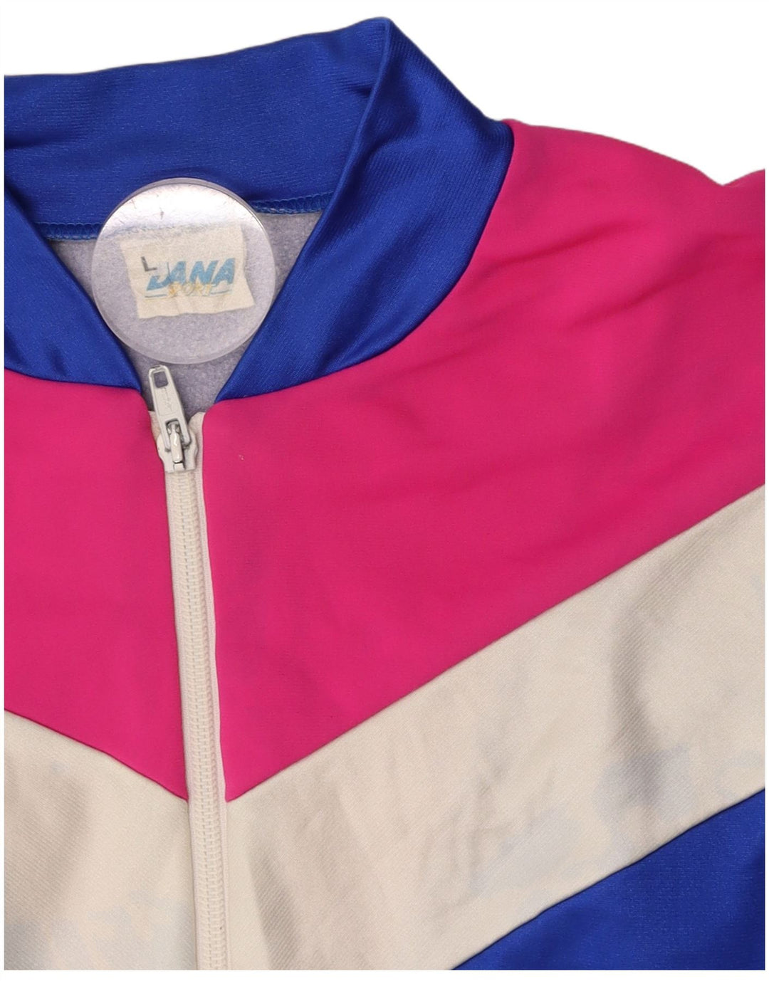 Женский спортивный костюм DANA, верхняя куртка UK 14, большой синий цвет с цветными блоками, 80-е годы