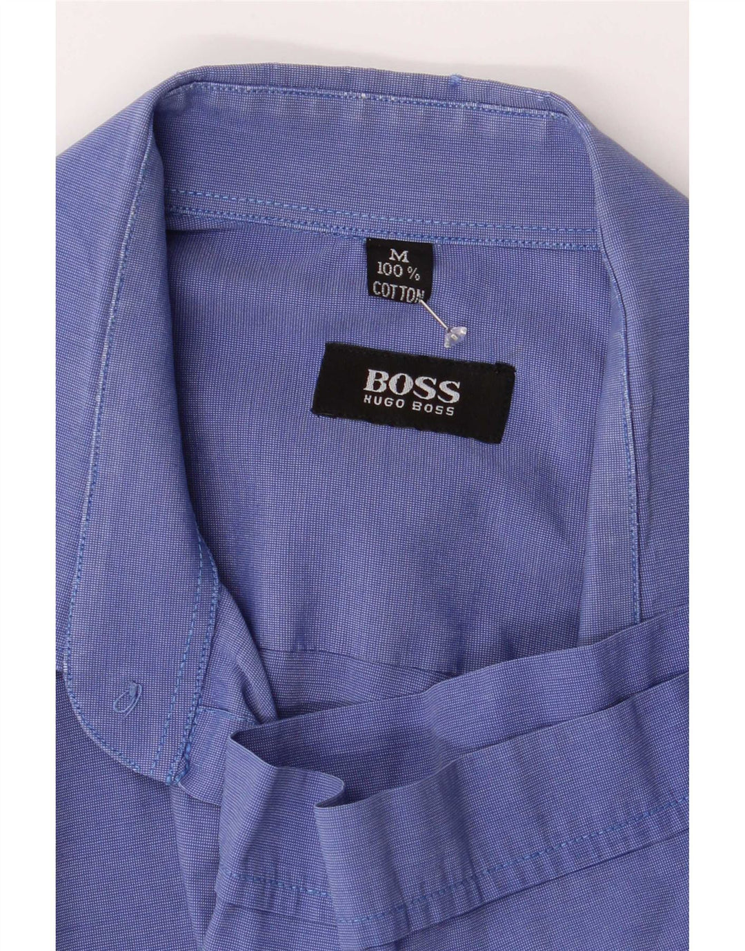 Hugo Boss Мужская рубашка стандартного кроя с короткими рукавами, средний синий хлопок