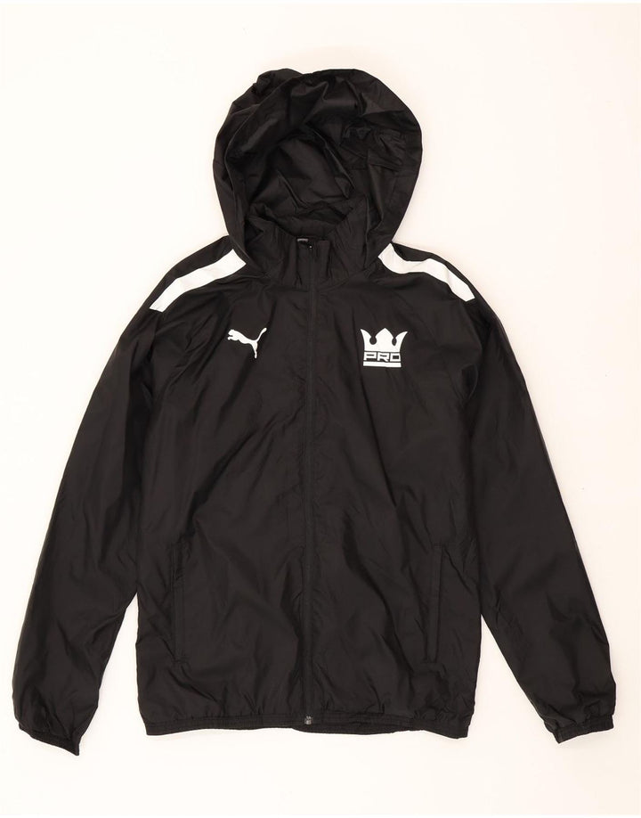PUMA Mens Hooded Rain Jacket UK 14 Medium Black Colourblock Nylon Vintage Puma and Second-Hand Puma from Messina Hembry 