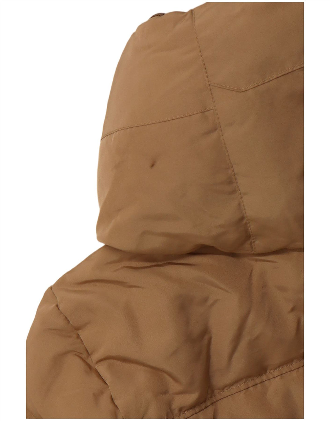 Женское стеганое пальто с капюшоном Zara UK 12, средний бежевый, полиэстер