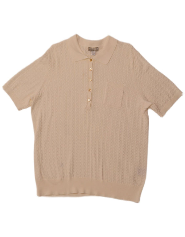 MONA Женский джемпер с короткими рукавами и воротником-поло EU 48 2XL Off White