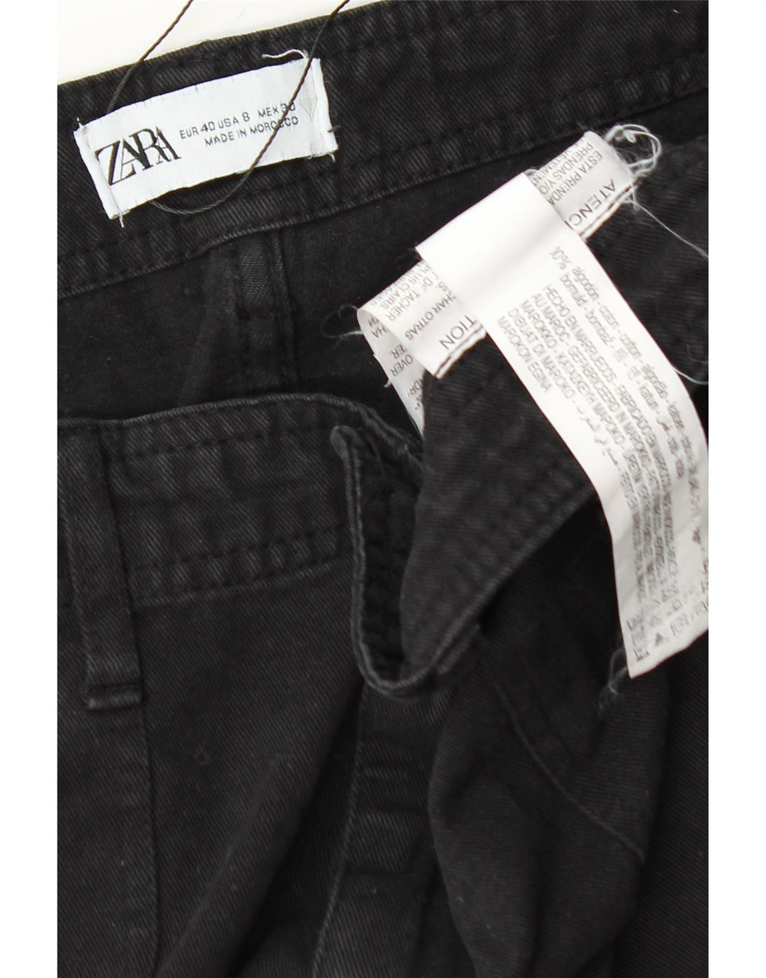 ZARA Womens Straight Cargo Trousers EU 40 Medium W30 L32 Black Cotton Vintage Zara and Second-Hand Zara from Messina Hembry 