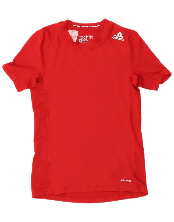 Футболка Adidas Climalite для мальчиков, топ 13-14 лет, красный полиэстер