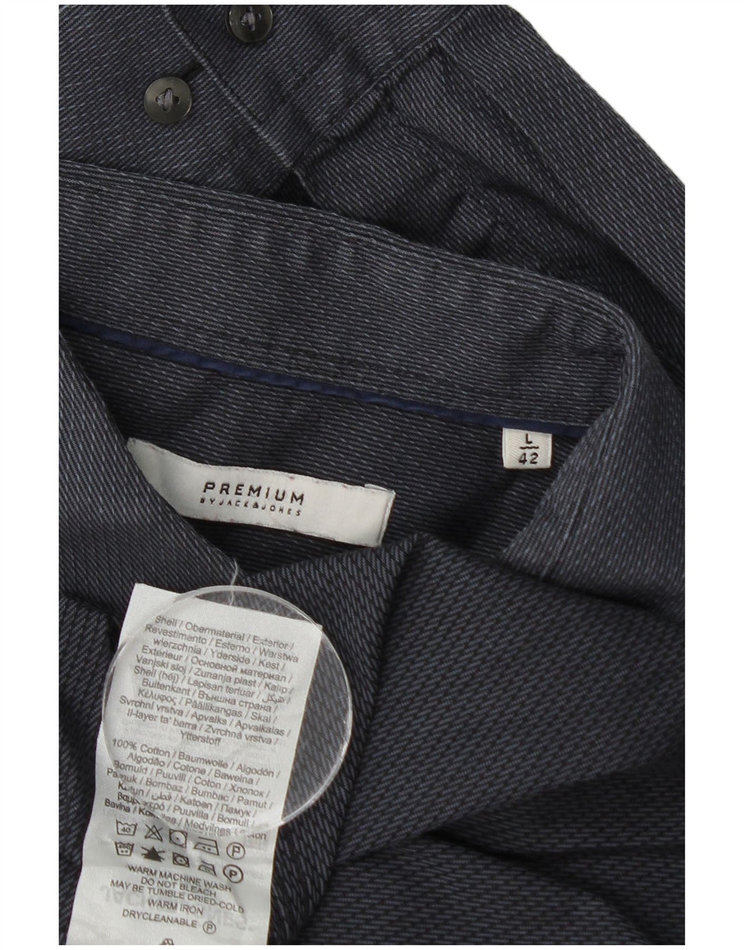Мужская рубашка Jack & Jones, размер 42, большая серая хлопковая полоска