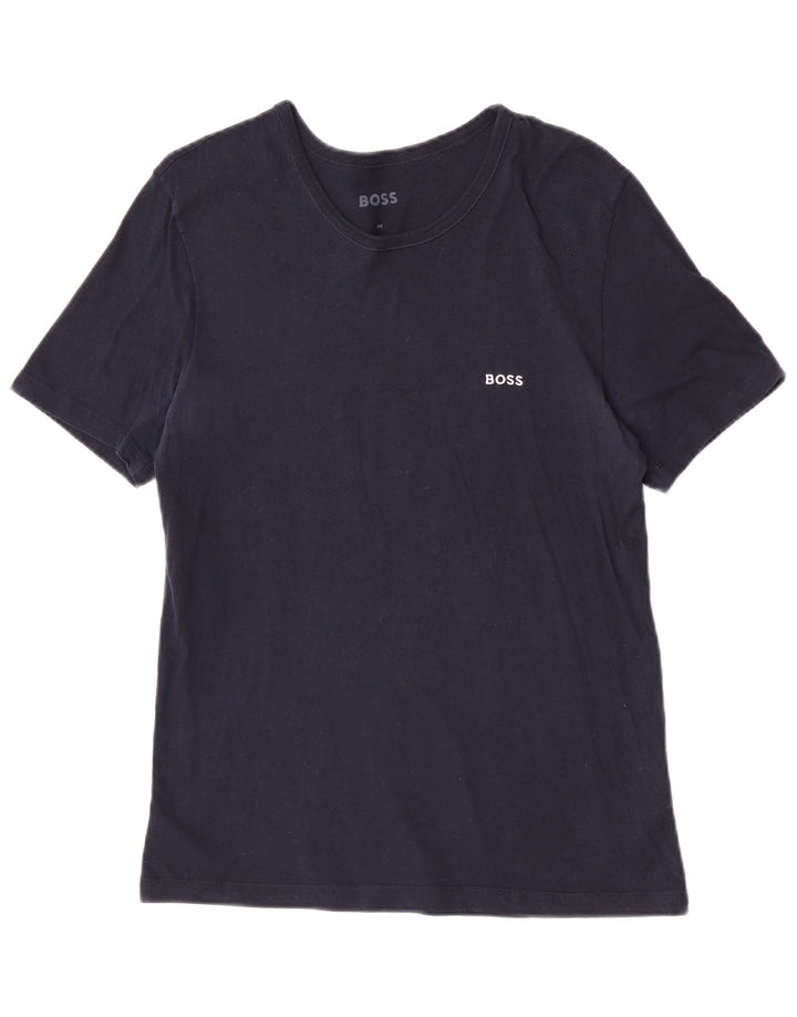 Мужская футболка Hugo Boss, темно-синий, хлопковый топ среднего размера