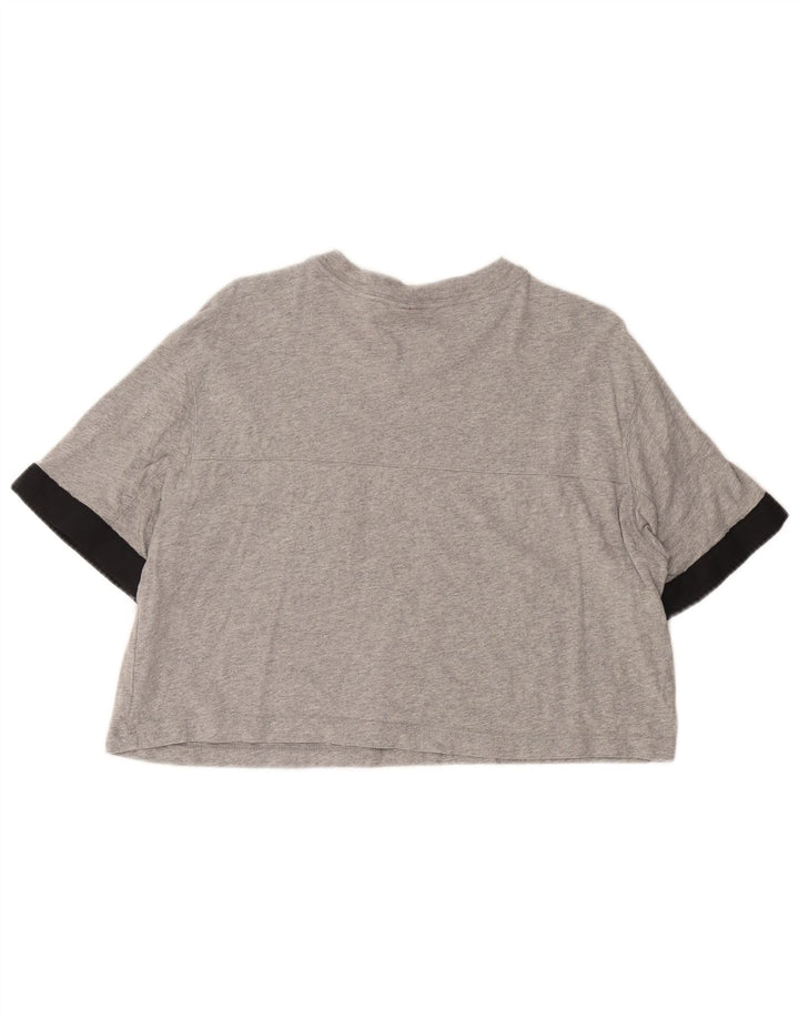 Женская укороченная футболка с графическим рисунком NIKE UK 14, средний серый цвет, хлопок с цветными блоками