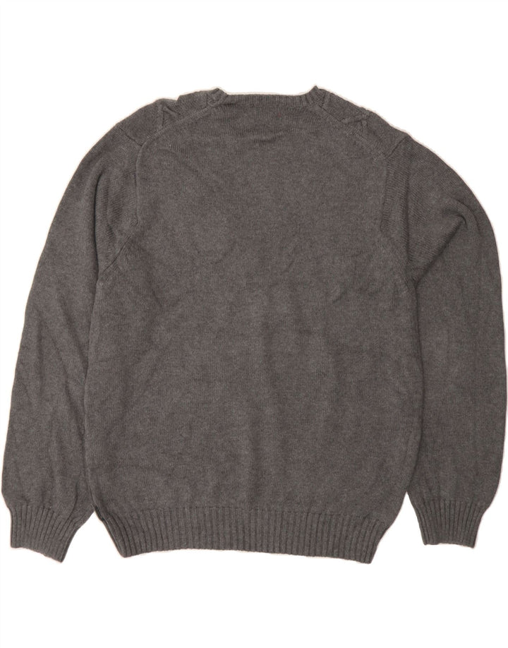 IZOD Mens Crew Neck Jumper Sweater Large Grey Argyle/Diamond Cotton Vintage Izod and Second-Hand Izod from Messina Hembry 