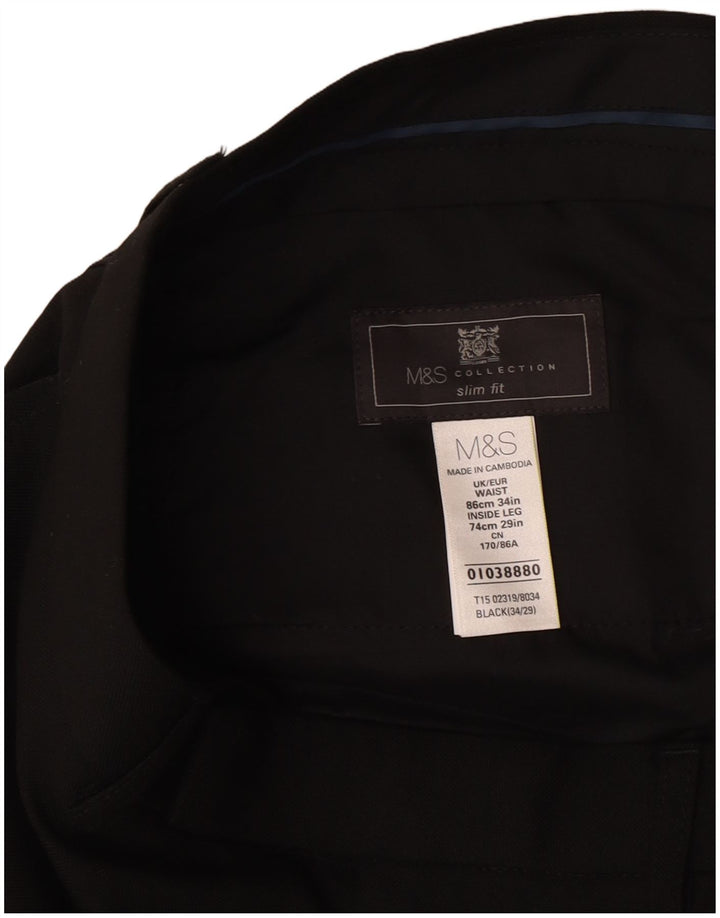 Мужские брюки узкого кроя Marks & Spencer W34 L29, черный полиэстер