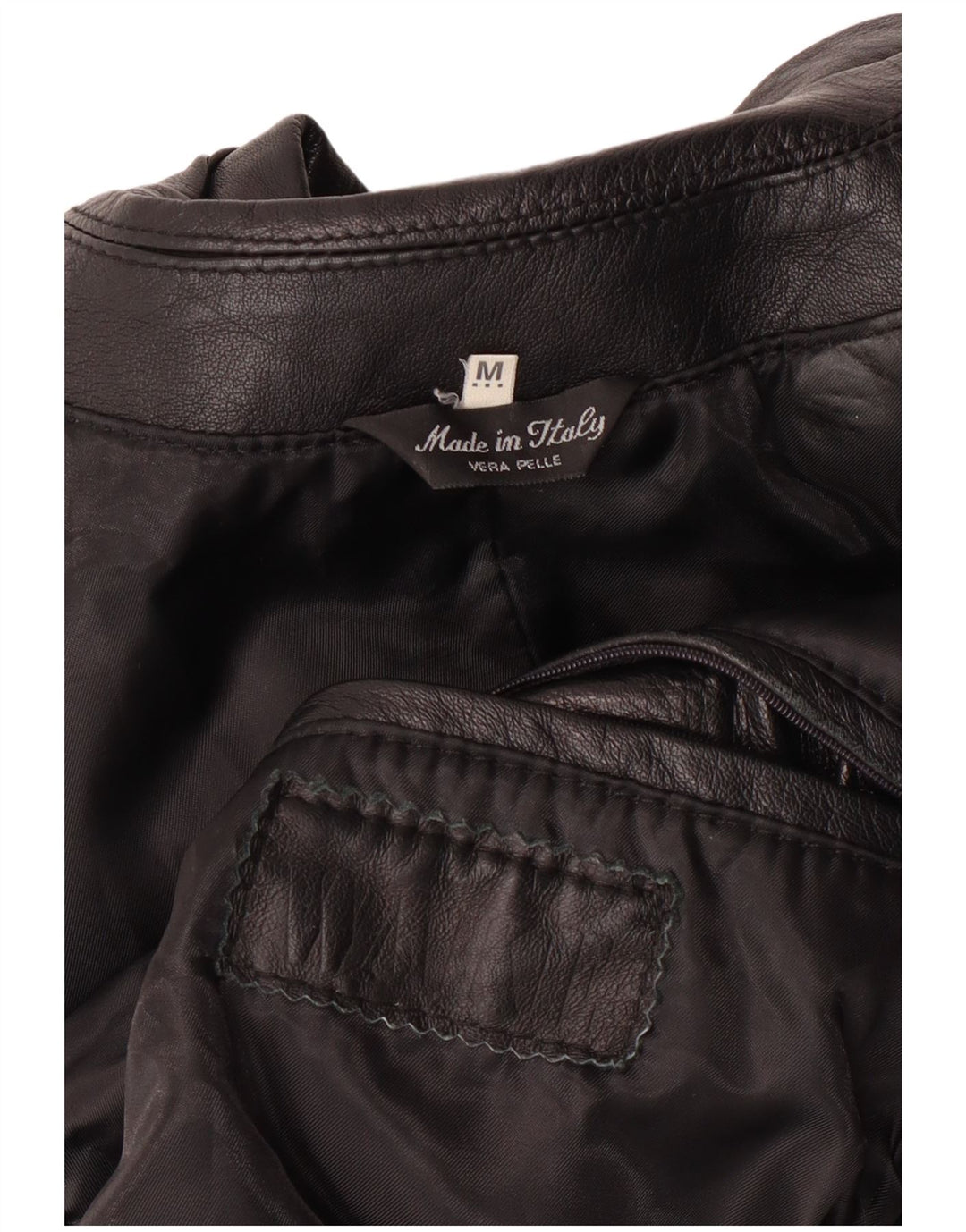 Винтажная мужская кожаная куртка UK 38, средняя черная кожаная классическая куртка