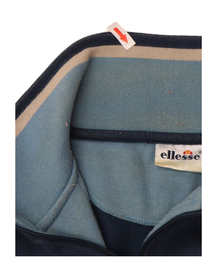 Ellesse Мужской свитшот с воротником на молнии, большой темно-синий хлопковый джемпер