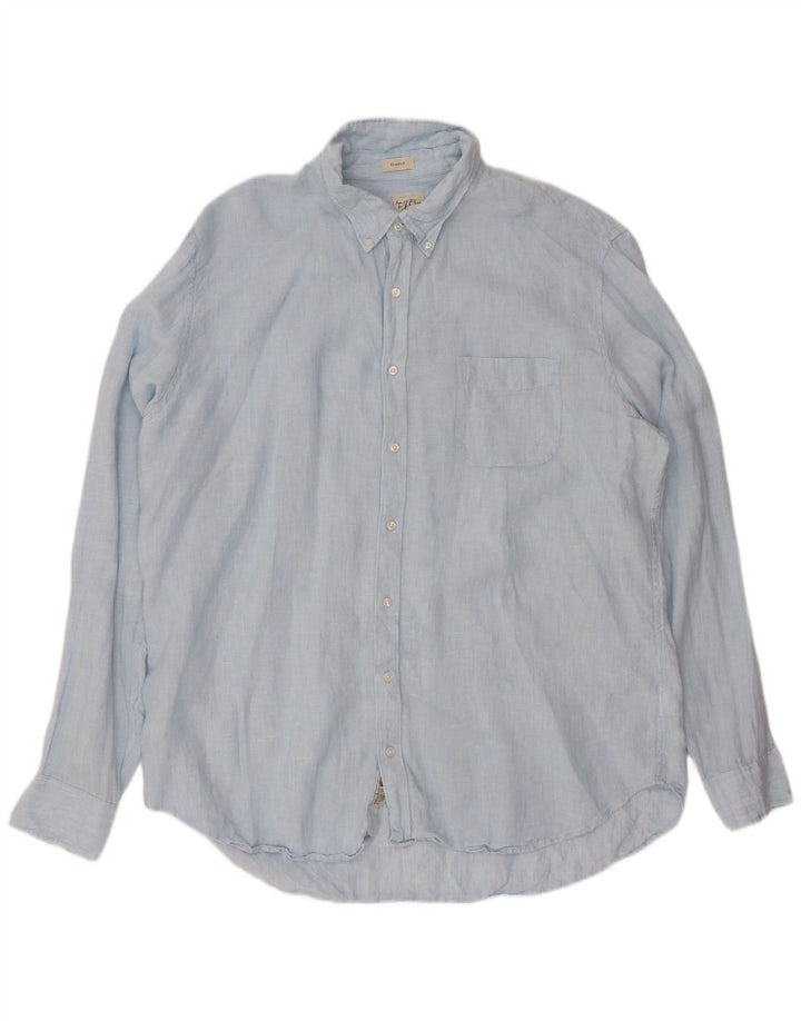 Мужская рубашка классического кроя J. CREW, 2XL, синяя, льняная