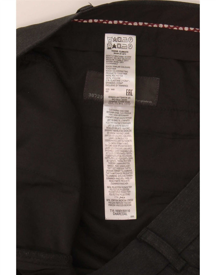 Мужские костюмные брюки классического кроя Marks & Spencer W38 L29, серый полиэстер