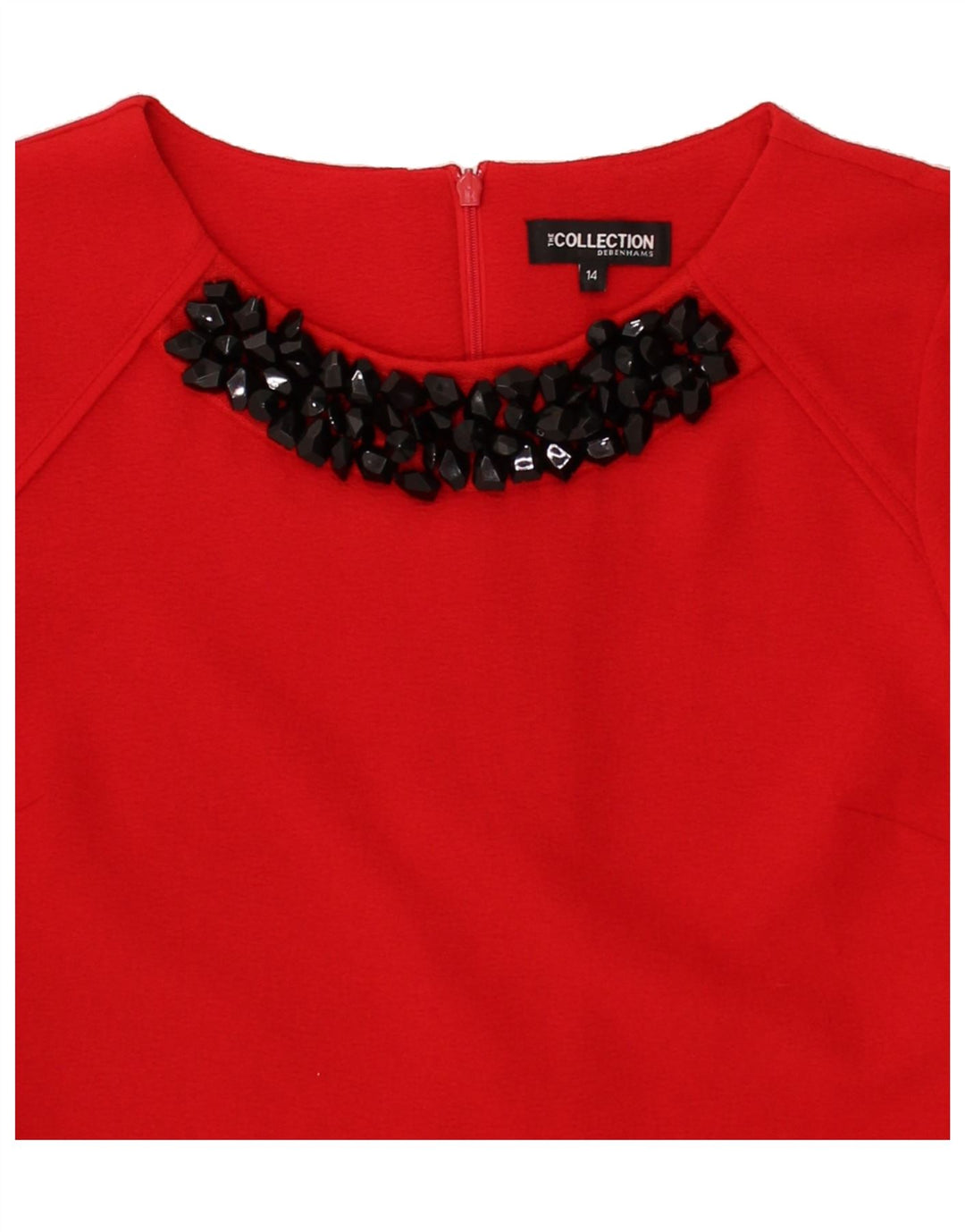 DEBENHAMS Womens 3/4 Sleeve Shift Dress UK 14 Large  Red Polyester Vintage Debenhams and Second-Hand Debenhams from Messina Hembry 