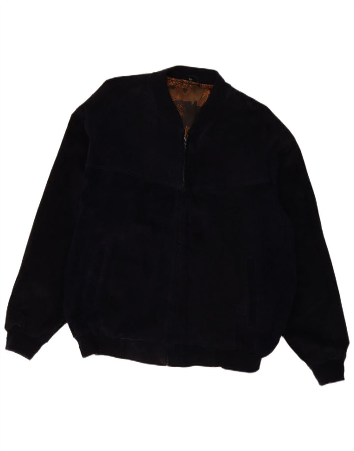 Мужской замшевый бомбер VINTAGE IT 54 2XL Темно-синий кожаный