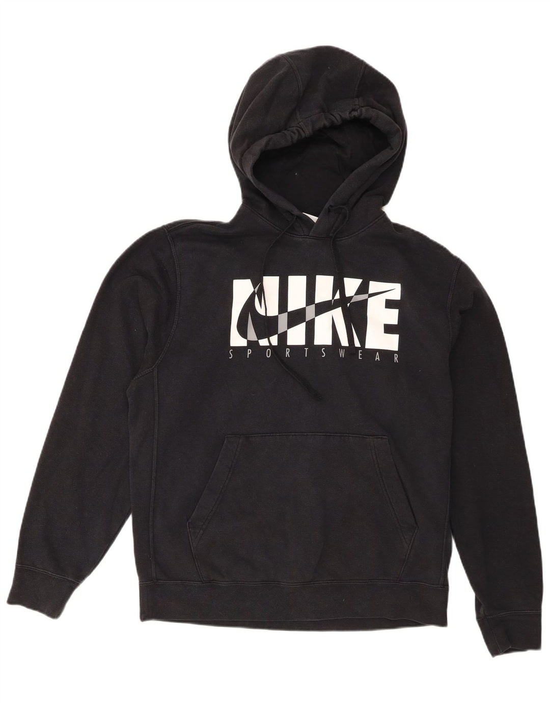 Мужской джемпер с капюшоном с рисунком Nike, средний черный, хлопковый