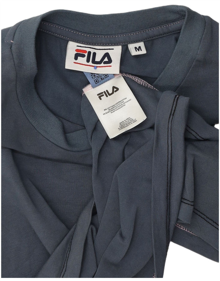 FILA Womens Crop T-Shirt Top UK 12 Medium Blue Cotton