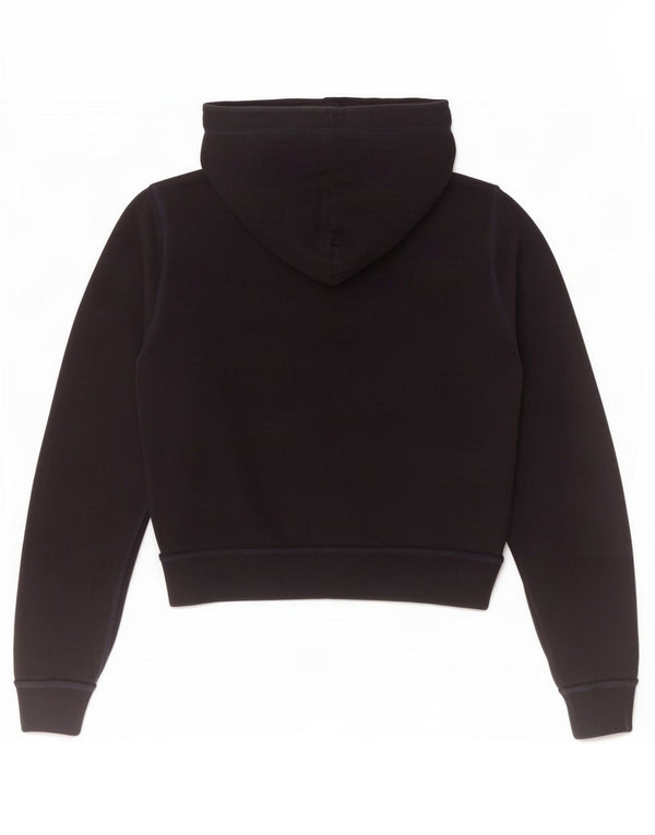 Женский укороченный свитер с капюшоном на молнии с графическим рисунком Superdry UK 8, маленький черный хлопок