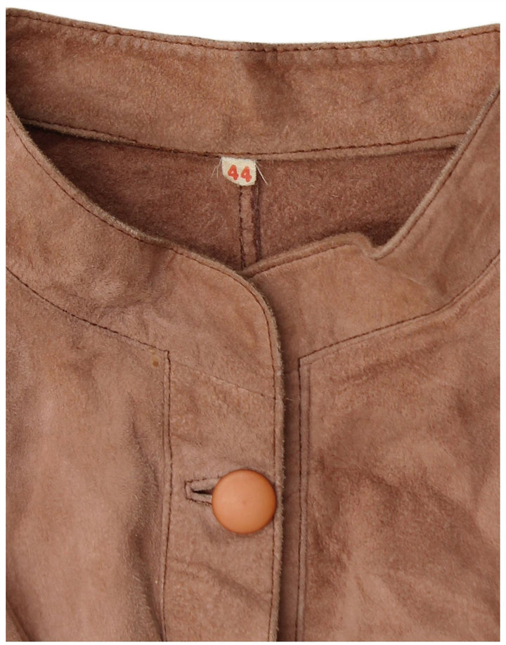 ВИНТАЖНАЯ женская замшевая блузка-рубашка EU 44 XL Коричневая