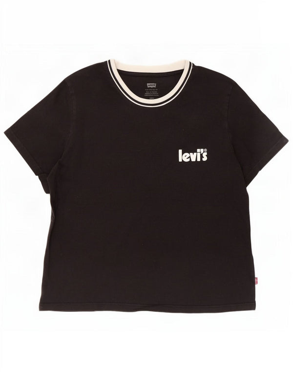 Женская футболка Levi's Top UK 10, маленькая, черный хлопок