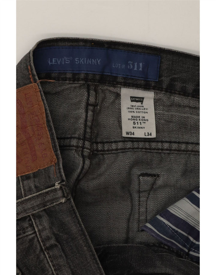 Мужские джинсы скинни Levi's 511 W34 L34 Серый хлопок