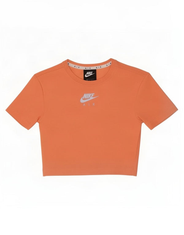 Женская укороченная футболка с графическим рисунком Nike UK 6 XS, оранжевый хлопок