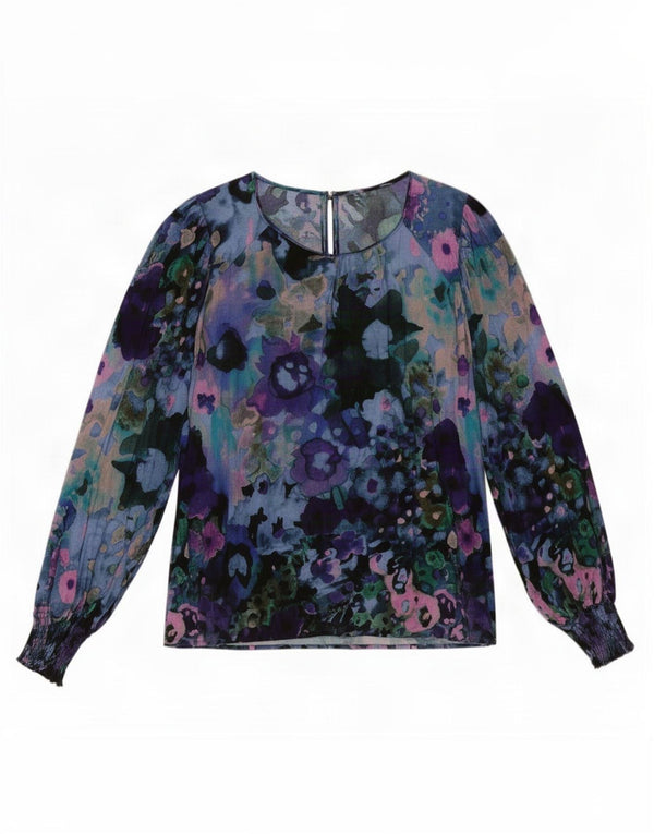 Женская прозрачная блузка Desigual Top UK 16, большой разноцветный цветочный узор