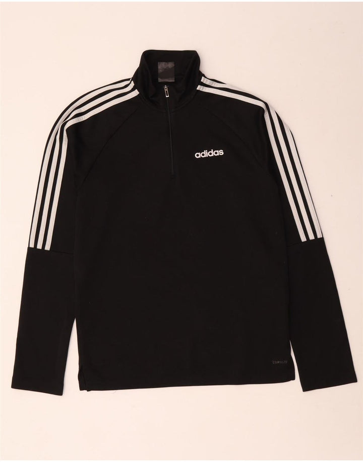 Мужской пуловер с воротником на молнии Adidas Climalite, маленький черный полиэстер