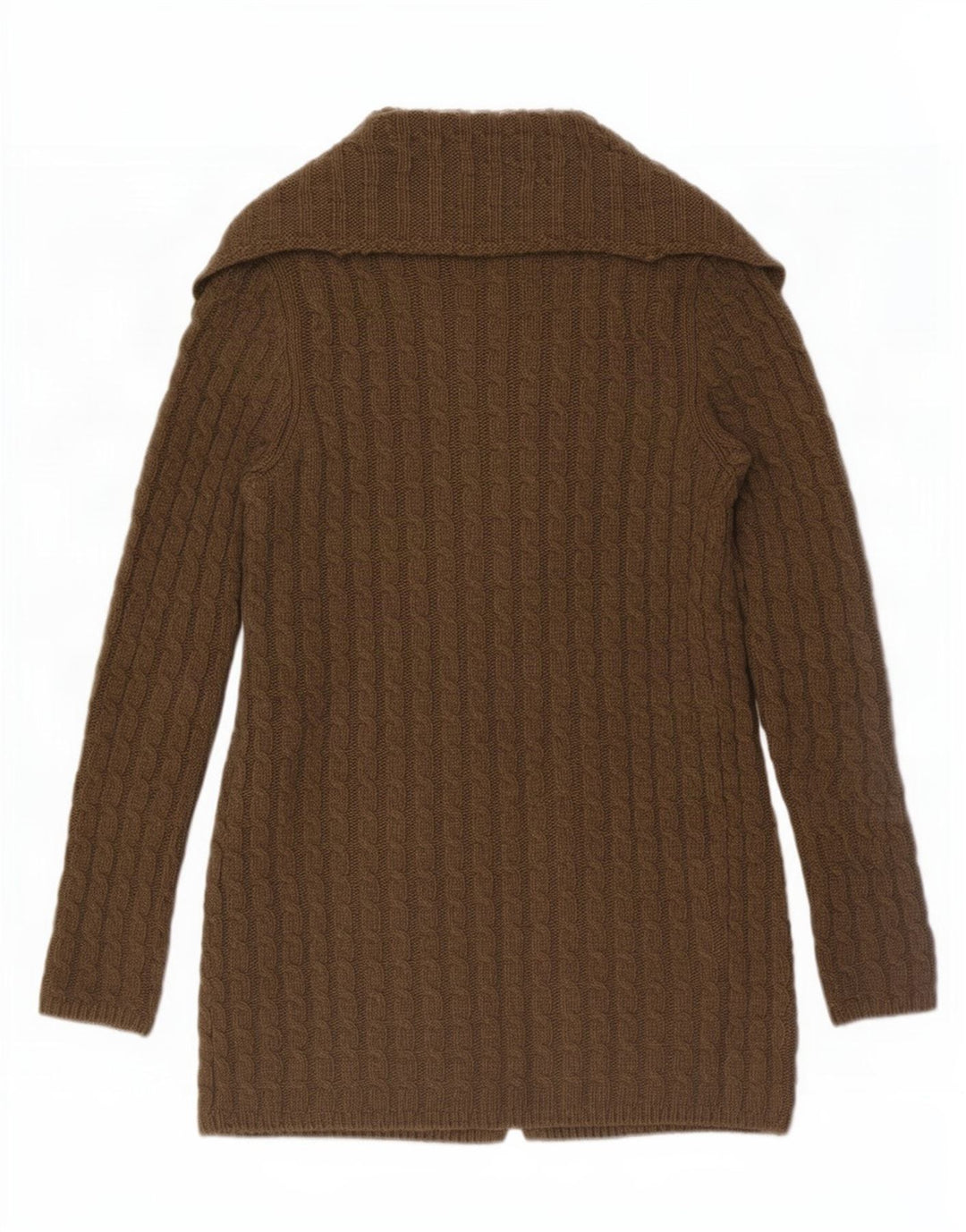 Женский удлиненный открытый кардиган Massimo Dutti UK 14, шерсть среднего коричневого цвета
